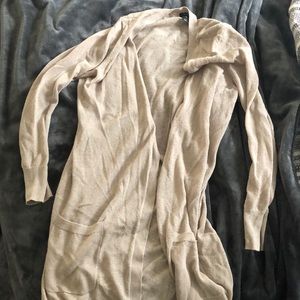 Halogen linen open cardigan tan size M